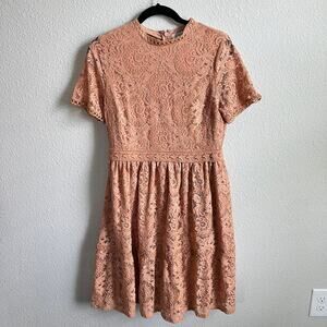 Polagram Lace Terracotta Blush Fit & Flare Dress Women's M Western Romantic NEW